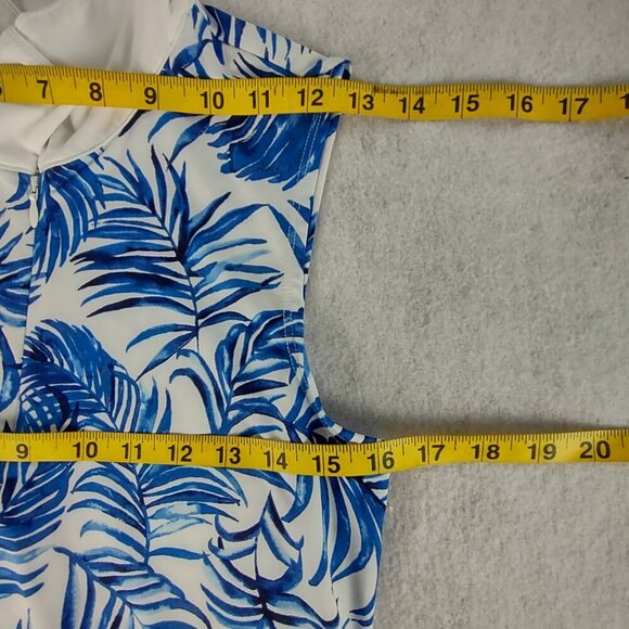 Tommy Bahama Golf Active Sleeveless Polo in Sea Palm Blue & White Size M - Picture 9 of 11